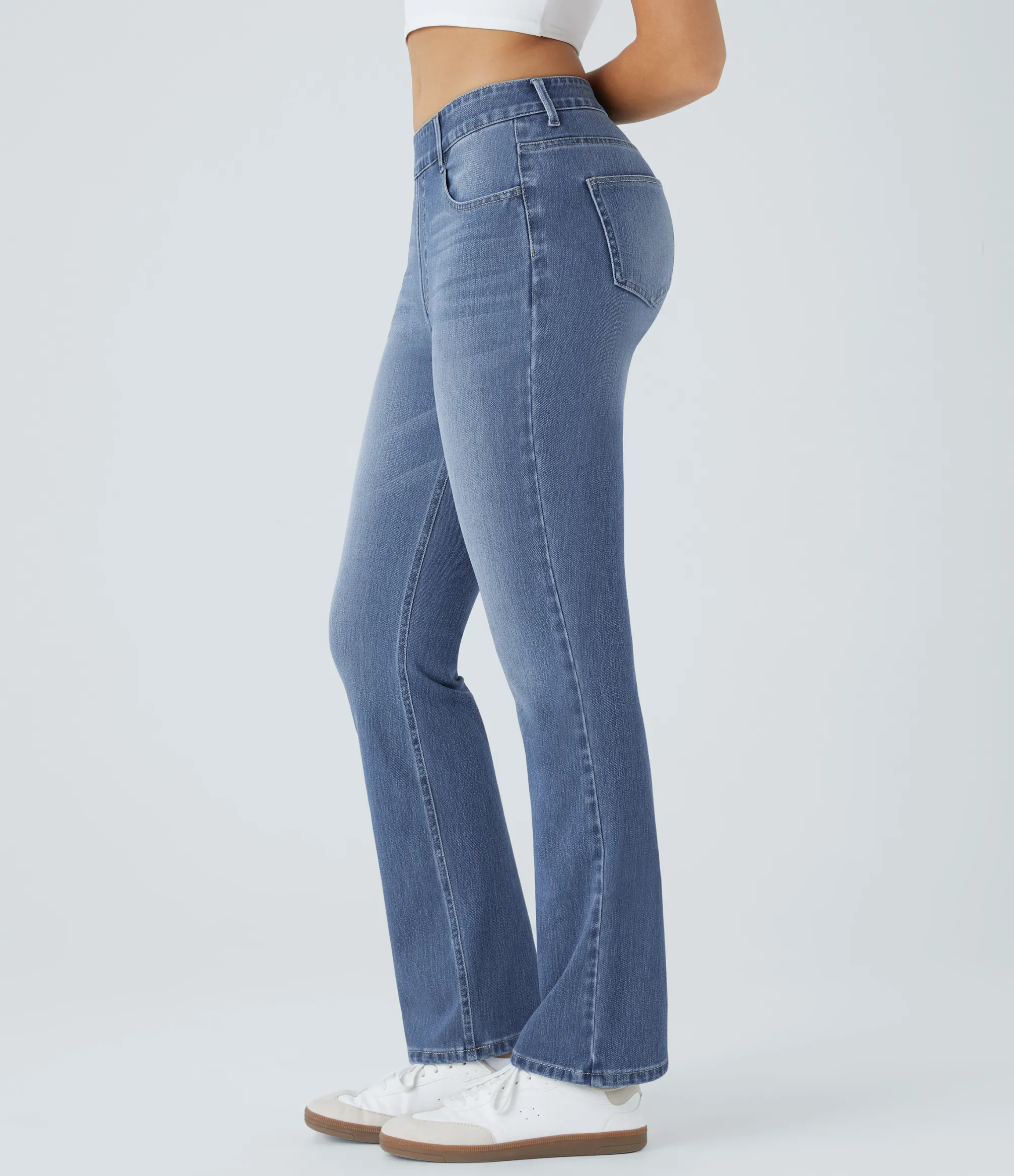 High Waisted Jeans|Jeans<HALARA Flex™ High Waisted Pockets Washed Casual Bootcut Jeans