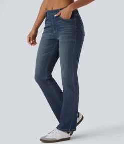 High Waisted Jeans|Jeans<HALARA Flex™ High Waisted Pockets Washed Casual Bootcut Jeans
