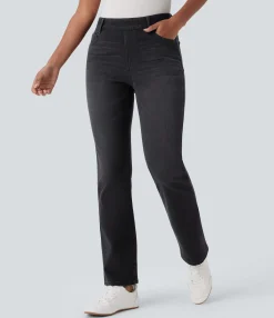 High Waisted Jeans|Jeans<HALARA Flex™ High Waisted Pockets Washed Casual Bootcut Jeans