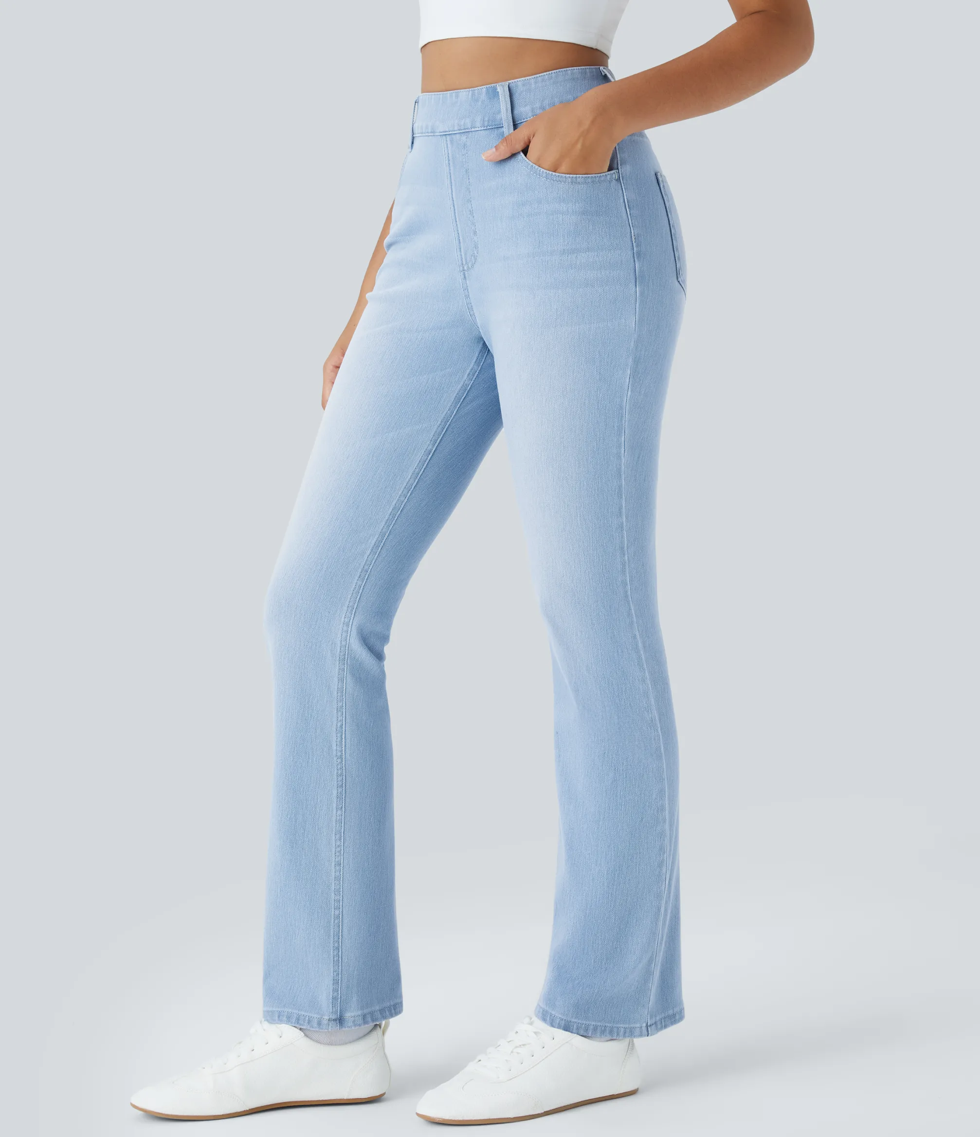 High Waisted Jeans|Jeans<HALARA Flex™ High Waisted Pockets Washed Casual Bootcut Jeans