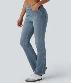 High Waisted Jeans|Jeans<HALARA Flex™ High Waisted Pockets Washed Casual Bootcut Jeans