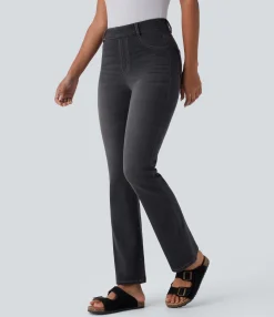 High Waisted Jeans|Jeans<HALARA Flex™ High Waisted Pockets Washed Casual Bootcut Jeans