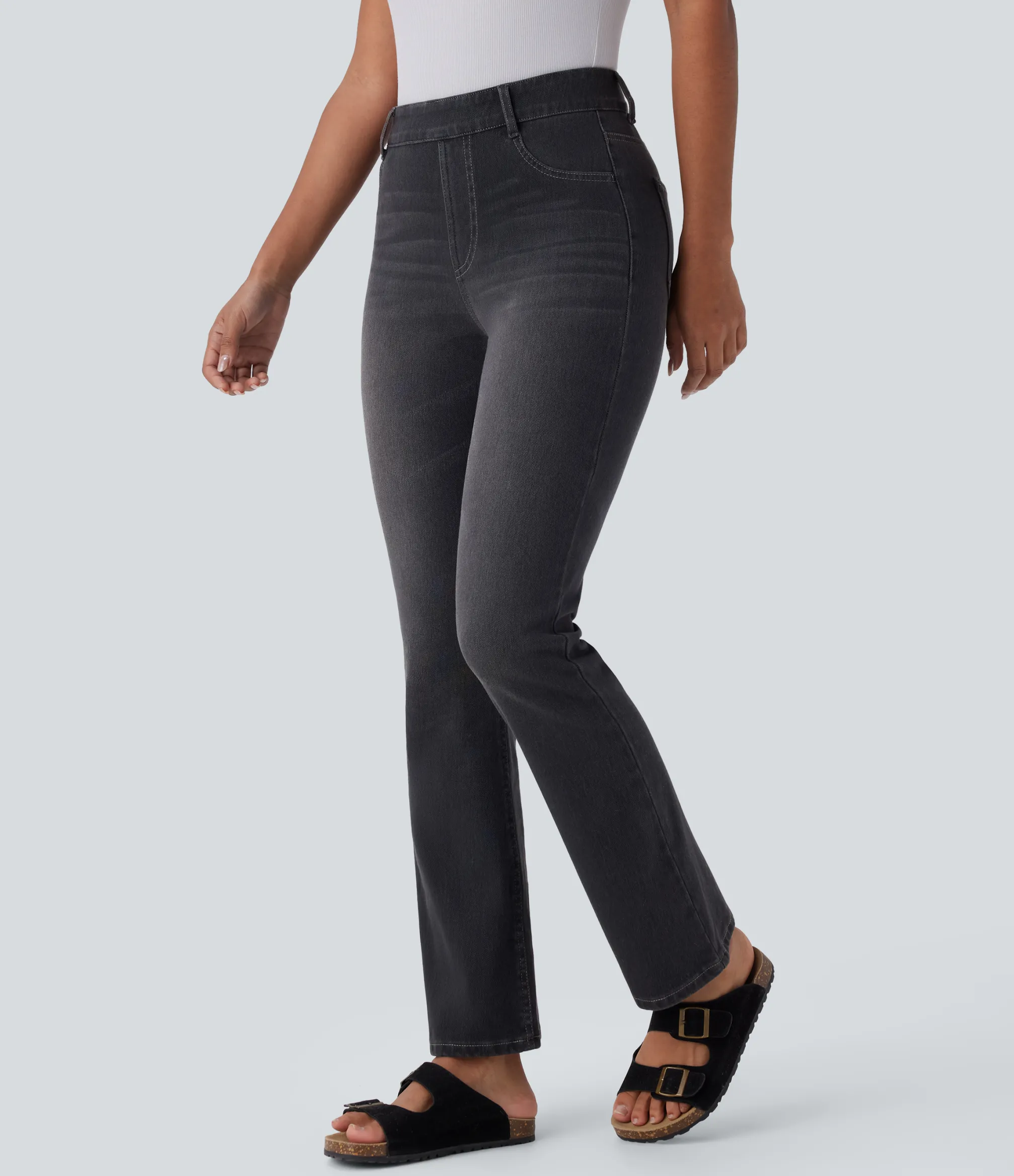High Waisted Jeans|Jeans<HALARA Flex™ High Waisted Pockets Washed Casual Bootcut Jeans