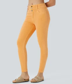 High Waisted Jeans|Colored Jeans<HALARA Flex™ High Waisted Zipper Pockets Colorful Casual Skinny Jeans