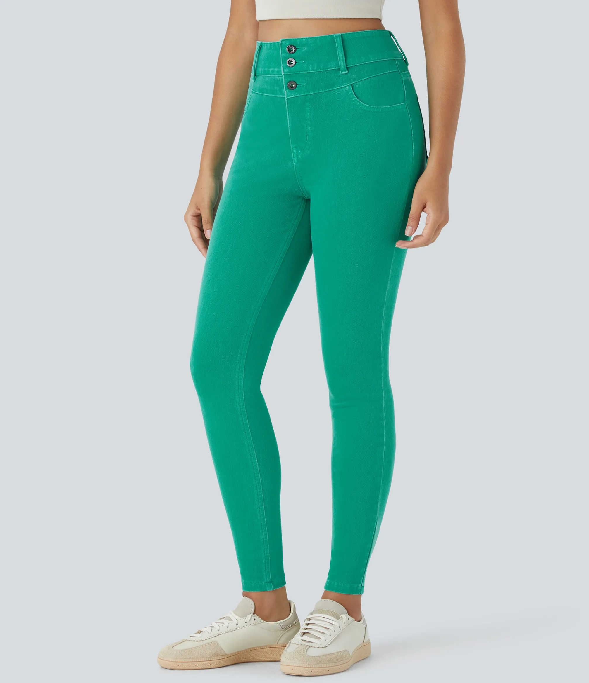 High Waisted Jeans|Colored Jeans<HALARA Flex™ High Waisted Zipper Pockets Colorful Casual Skinny Jeans