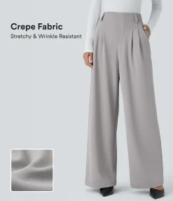 High-Waisted Pants|Halara Flex™ Pant<HALARA Flex™ High Waisted Pocket Wide Leg Crepe Work Pants