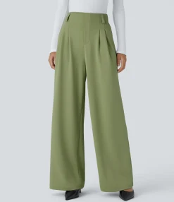 High-Waisted Pants|Halara Flex™ Pant<HALARA Flex™ High Waisted Pocket Wide Leg Crepe Work Pants