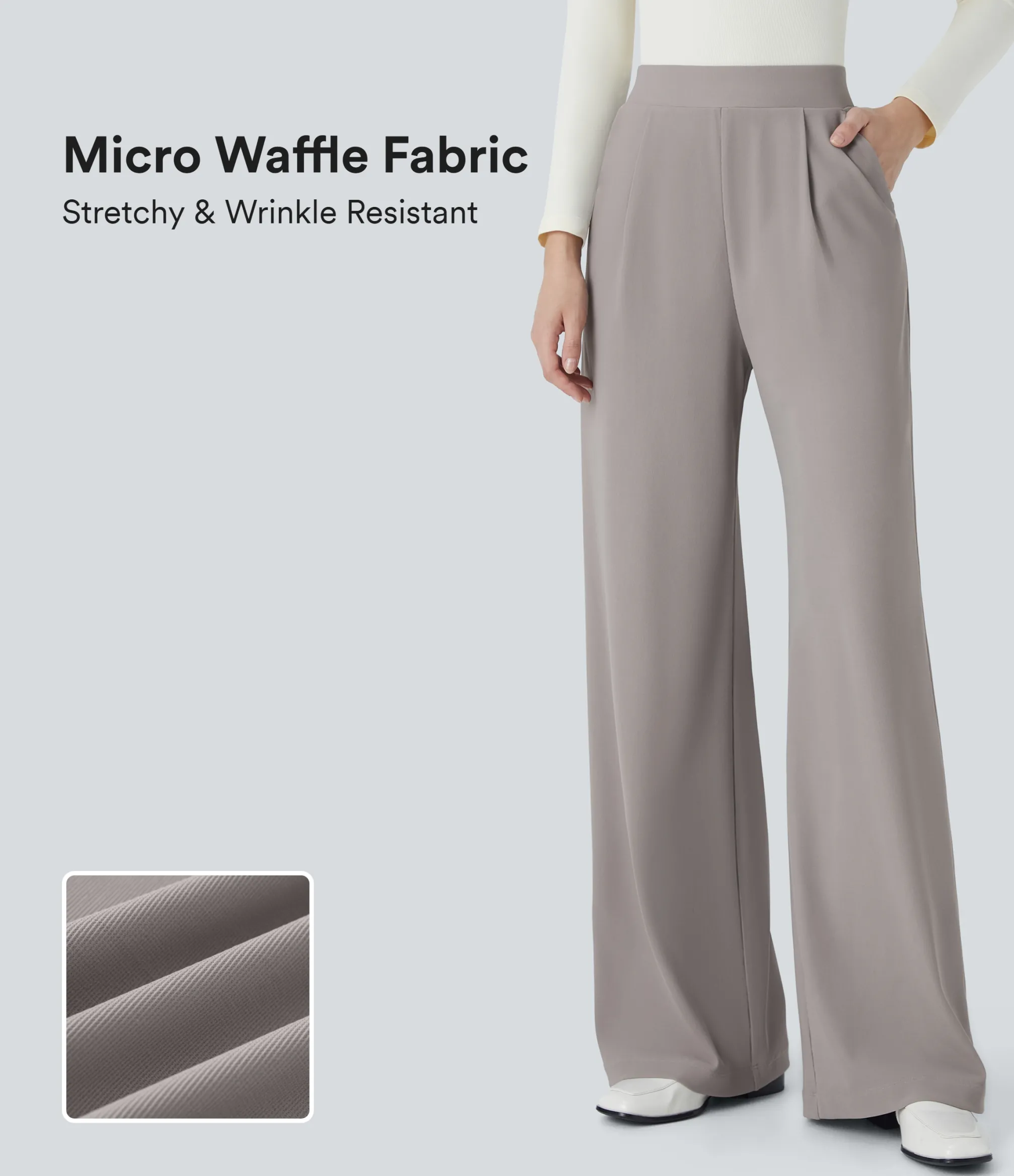High-Waisted Pants|Halara Flex™ Pant<HALARA Flex™ High Waisted Body Sculpt Waist-Slimming Pocket Wide Leg Micro Waffle Work Pants