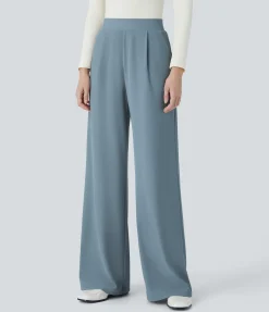 High-Waisted Pants|Halara Flex™ Pant<HALARA Flex™ High Waisted Body Sculpt Waist-Slimming Pocket Wide Leg Micro Waffle Work Pants