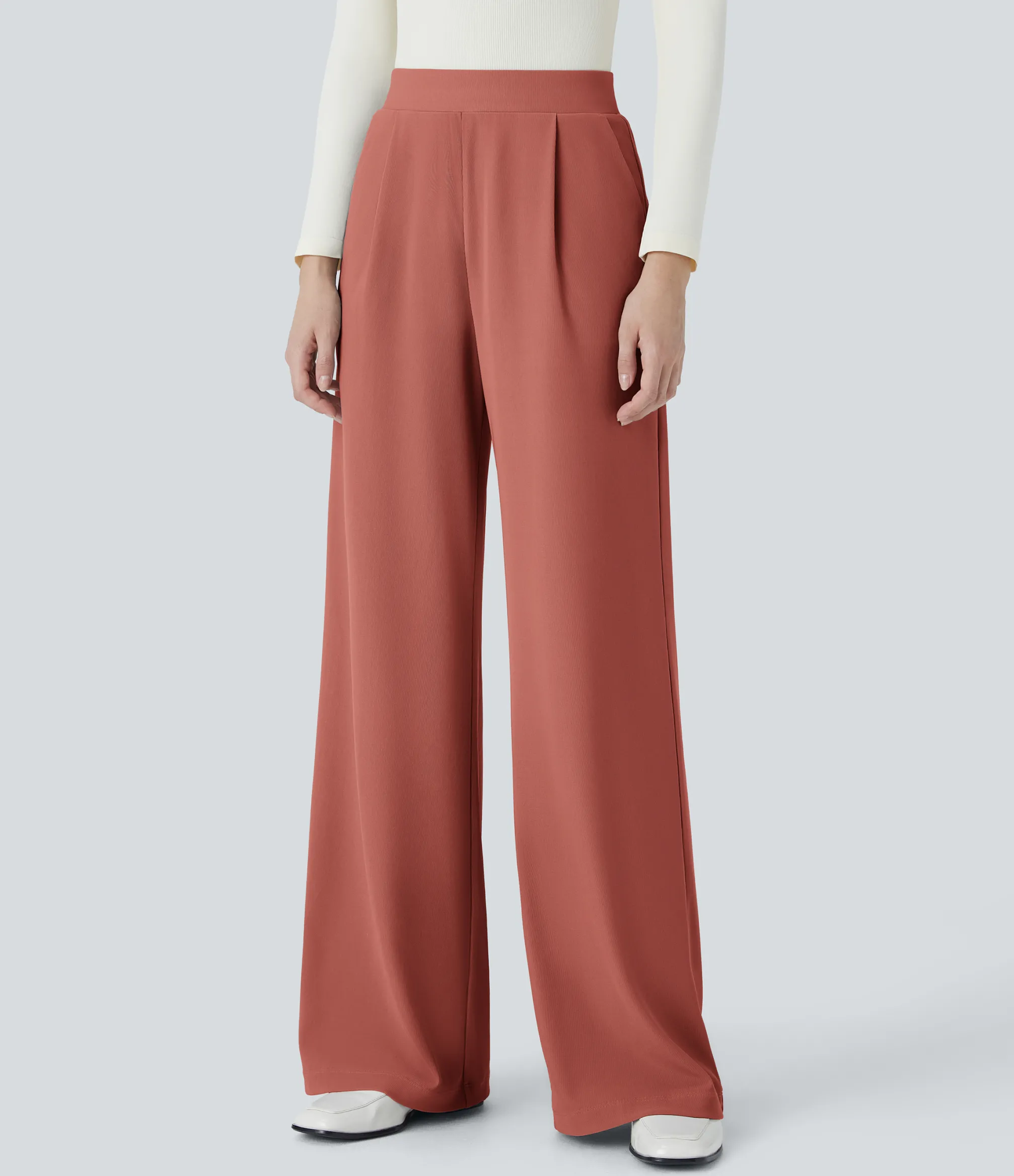 High-Waisted Pants|Halara Flex™ Pant<HALARA Flex™ High Waisted Body Sculpt Waist-Slimming Pocket Wide Leg Micro Waffle Work Pants