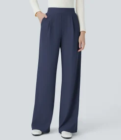 High-Waisted Pants|Halara Flex™ Pant<HALARA Flex™ High Waisted Body Sculpt Waist-Slimming Pocket Wide Leg Micro Waffle Work Pants