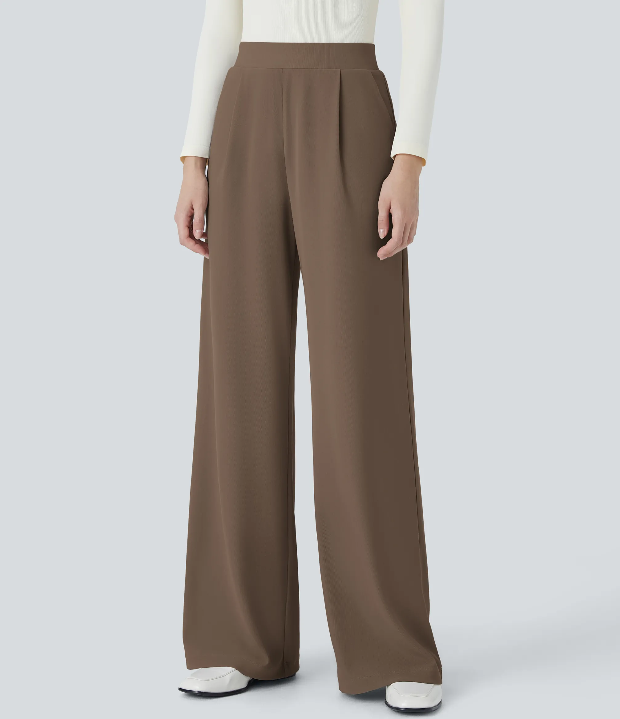 High-Waisted Pants|Halara Flex™ Pant<HALARA Flex™ High Waisted Body Sculpt Waist-Slimming Pocket Wide Leg Micro Waffle Work Pants
