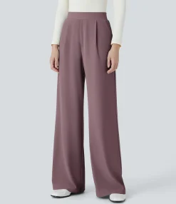 High-Waisted Pants|Halara Flex™ Pant<HALARA Flex™ High Waisted Body Sculpt Waist-Slimming Pocket Wide Leg Micro Waffle Work Pants