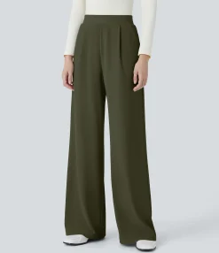 High-Waisted Pants|Halara Flex™ Pant<HALARA Flex™ High Waisted Body Sculpt Waist-Slimming Pocket Wide Leg Micro Waffle Work Pants