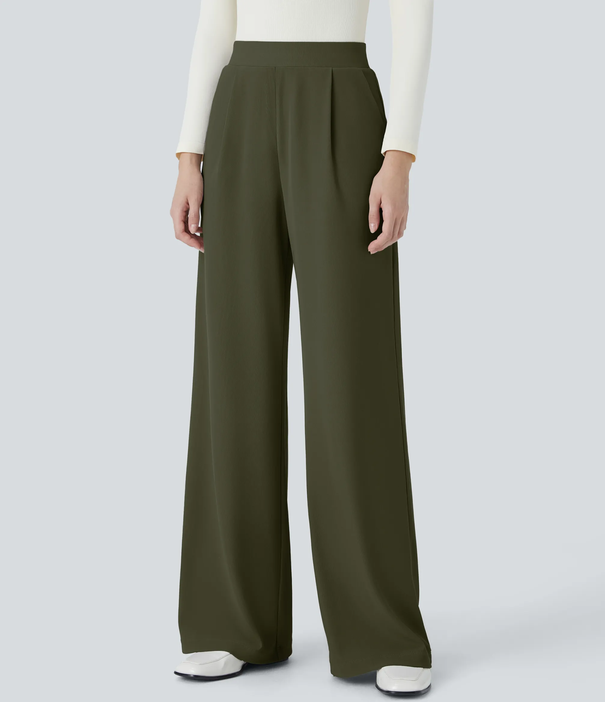 High-Waisted Pants|Halara Flex™ Pant<HALARA Flex™ High Waisted Body Sculpt Waist-Slimming Pocket Wide Leg Micro Waffle Work Pants