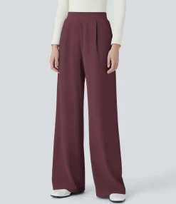 High-Waisted Pants|Halara Flex™ Pant<HALARA Flex™ High Waisted Body Sculpt Waist-Slimming Pocket Wide Leg Micro Waffle Work Pants
