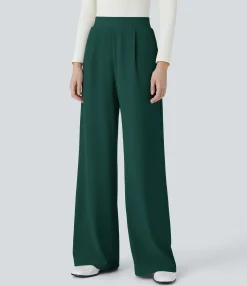 High-Waisted Pants|Halara Flex™ Pant<HALARA Flex™ High Waisted Body Sculpt Waist-Slimming Pocket Wide Leg Micro Waffle Work Pants