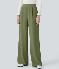 High-Waisted Pants|Halara Flex™ Pant<HALARA Flex™ High Waisted Body Sculpt Waist-Slimming Pocket Wide Leg Micro Waffle Work Pants