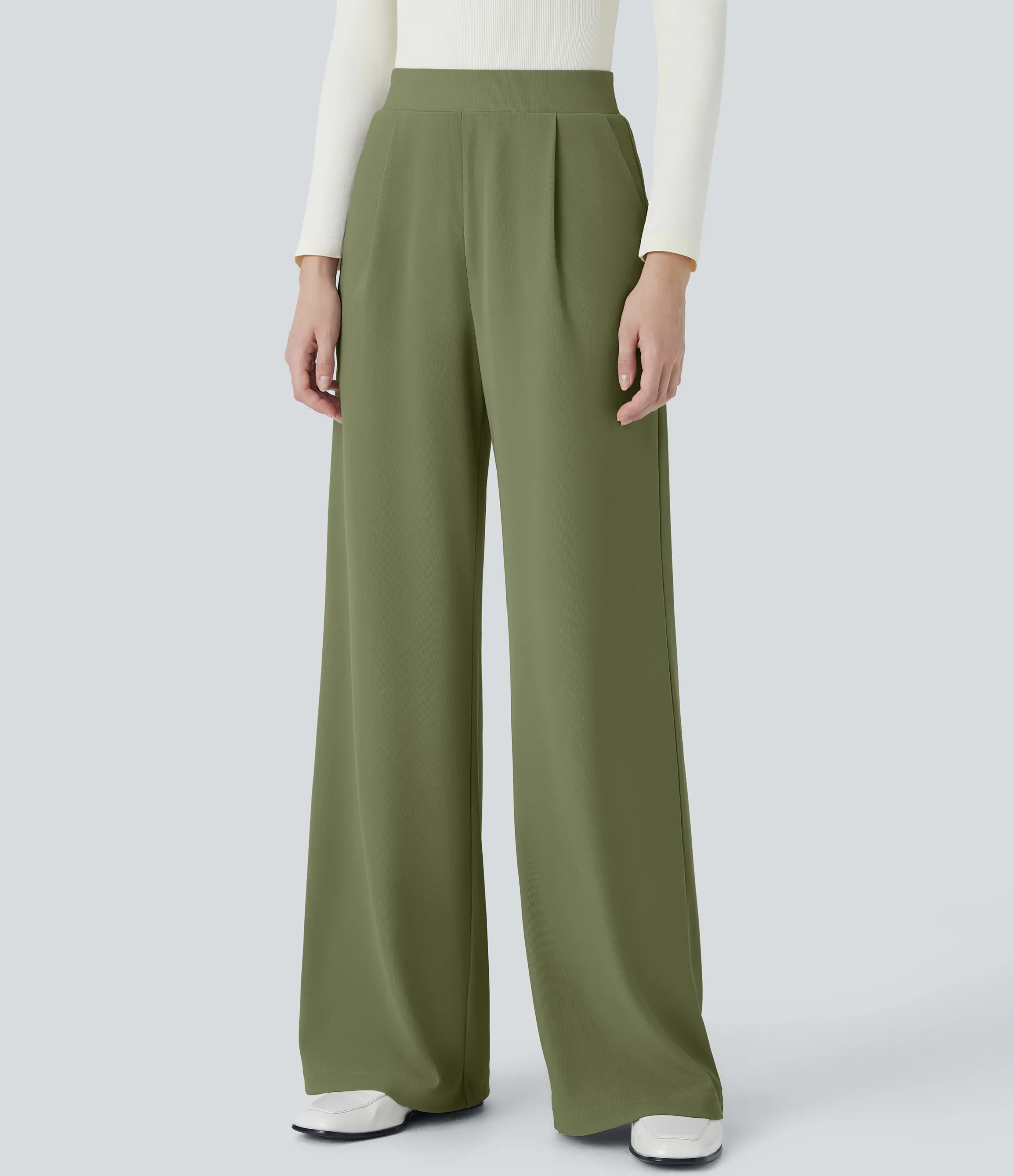 High-Waisted Pants|Halara Flex™ Pant<HALARA Flex™ High Waisted Body Sculpt Waist-Slimming Pocket Wide Leg Micro Waffle Work Pants