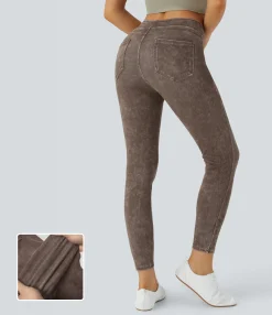 Pocket Leggings|Casual Wear Leggings<HALARA Flex™ High Waisted Pocket Colorful Denim Casual Leggings