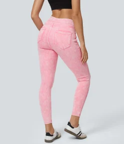 Pocket Leggings|Casual Wear Leggings<HALARA Flex™ High Waisted Pocket Colorful Denim Casual Leggings