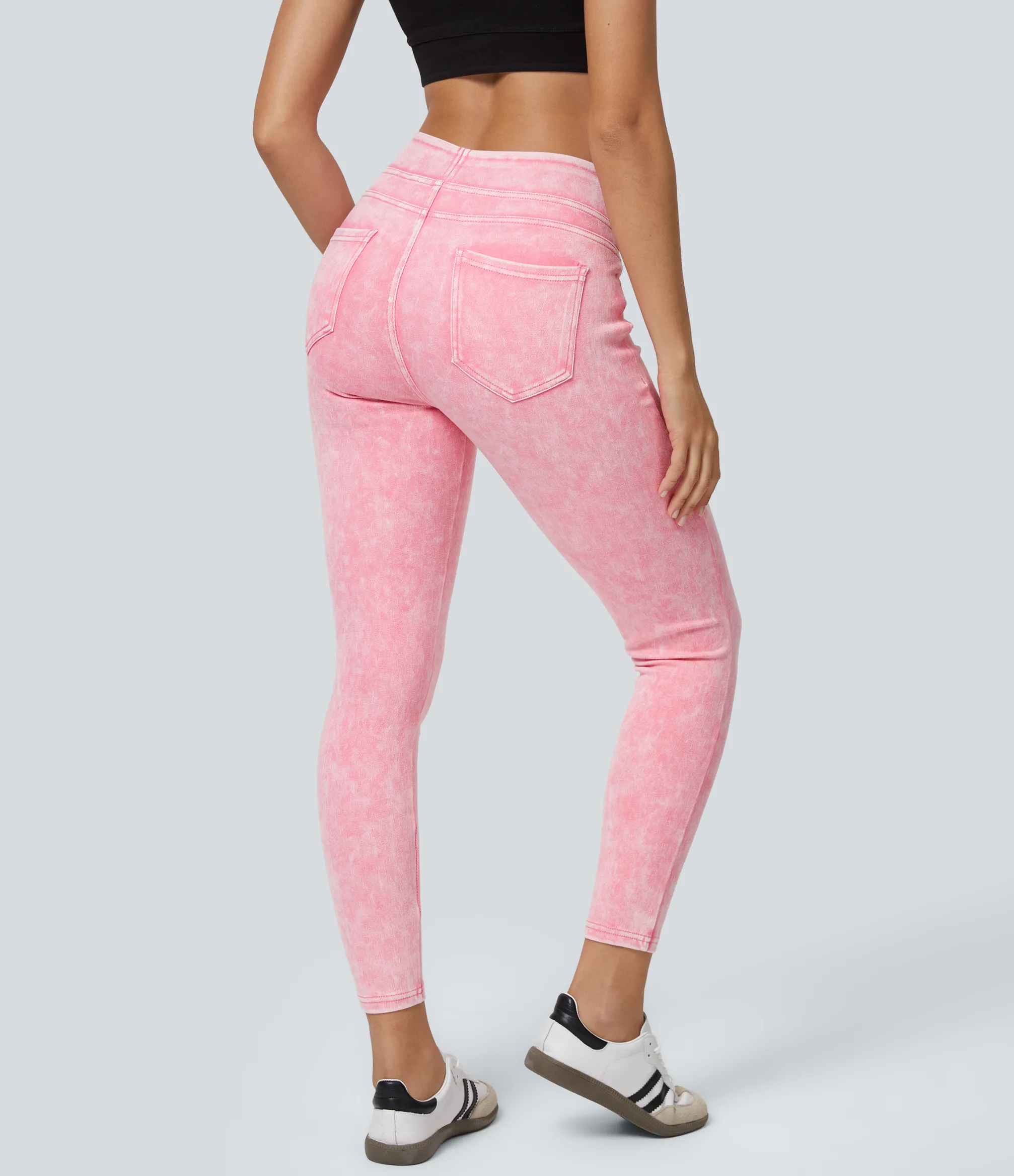 Pocket Leggings|Casual Wear Leggings<HALARA Flex™ High Waisted Pocket Colorful Denim Casual Leggings