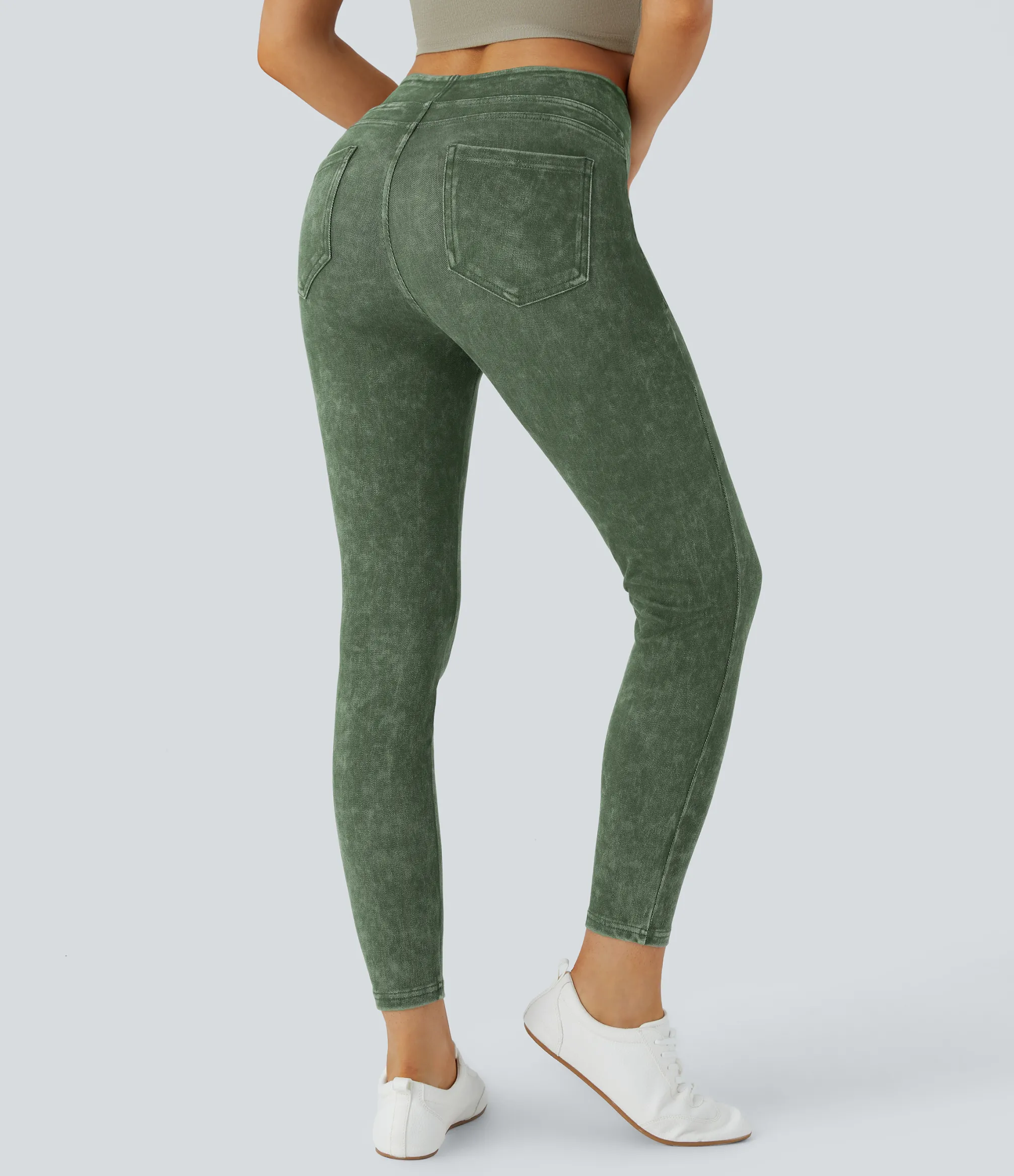 Pocket Leggings|Casual Wear Leggings<HALARA Flex™ High Waisted Pocket Colorful Denim Casual Leggings