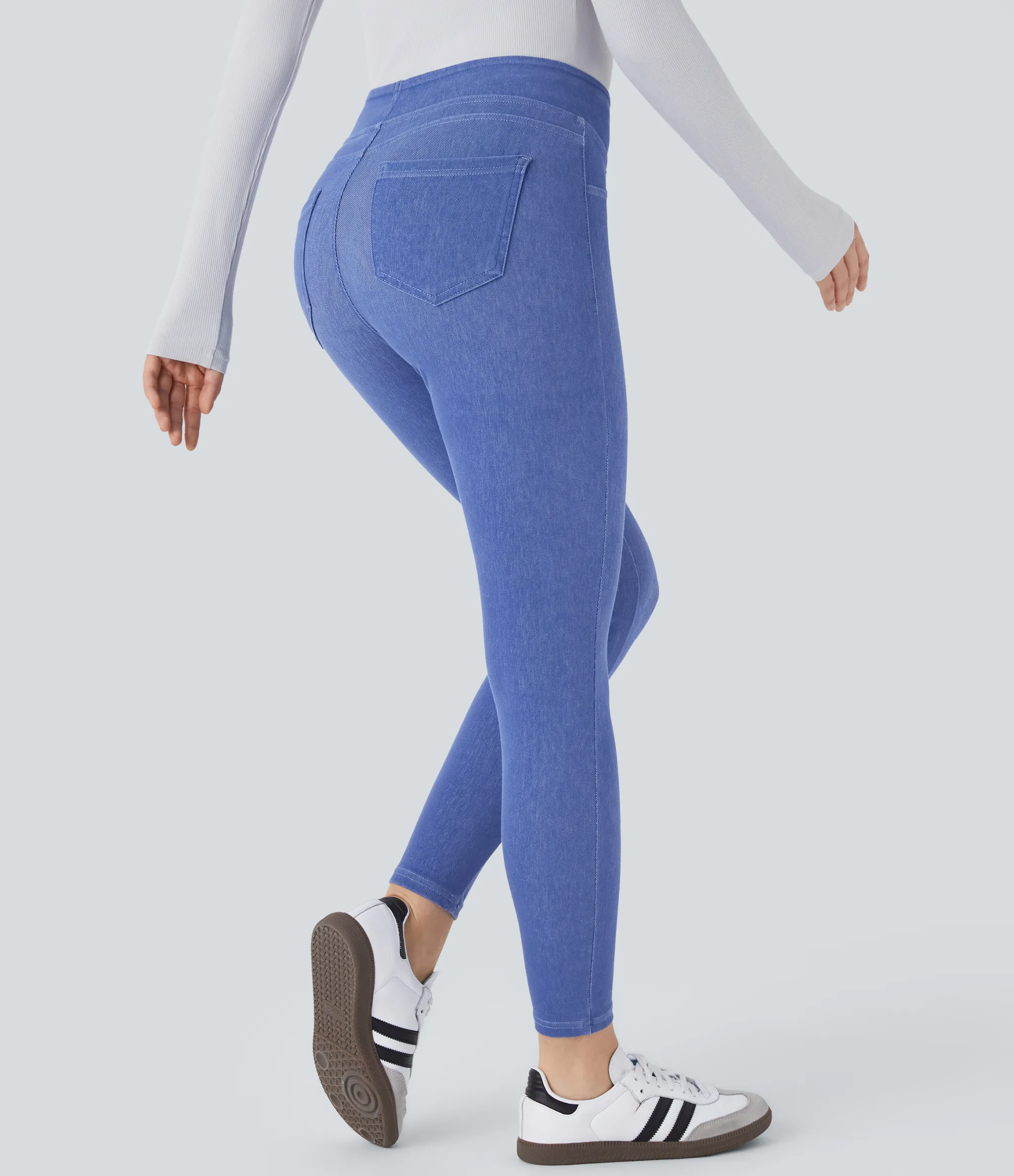 Pocket Leggings|Casual Wear Leggings<HALARA Flex™ High Waisted Pocket Colorful Denim Casual Leggings