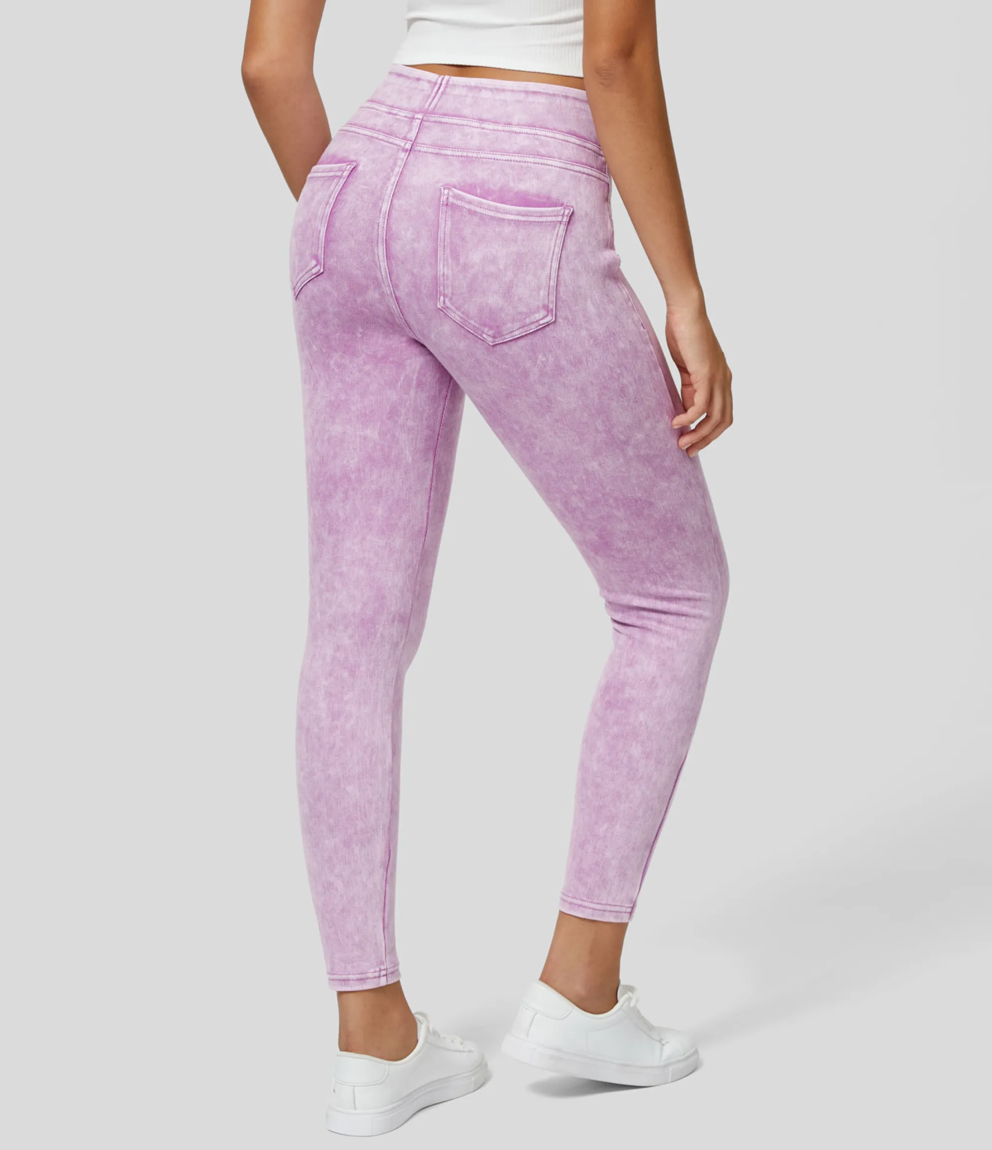 Pocket Leggings|Casual Wear Leggings<HALARA Flex™ High Waisted Pocket Colorful Denim Casual Leggings