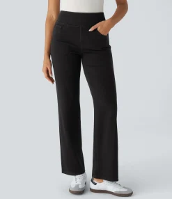 High Waisted Jeans|Straight-Leg Jeans<HALARA Flex™ High Waisted Pockets Straight Leg Work Jeans