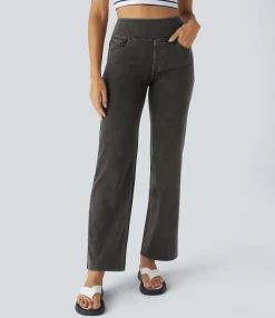 High Waisted Jeans|Straight-Leg Jeans<HALARA Flex™ High Waisted Pockets Straight Leg Work Jeans