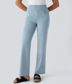 High Waisted Jeans|Straight-Leg Jeans<HALARA Flex™ High Waisted Pockets Straight Leg Work Jeans