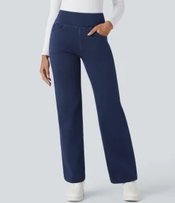 High Waisted Jeans|Straight-Leg Jeans<HALARA Flex™ High Waisted Pockets Straight Leg Work Jeans