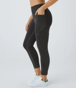Pocket Leggings|Casual Wear Leggings<HALARA Flex™ High Waisted Pockets Denim Casual 7/8 Leggings