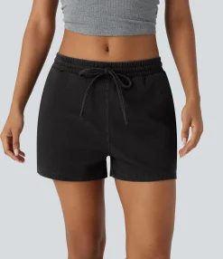 Denim Shorts|Denim Shorts<HALARA Flex™ Low Rise Drawstring Pocket Denim Casual Shorts 3''