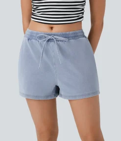 Denim Shorts|Denim Shorts<HALARA Flex™ Low Rise Drawstring Pocket Denim Casual Shorts 3''
