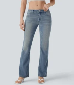 Jeans<HALARA Flex™ Low Rise Pockets Washed Casual Bootcut Jeans