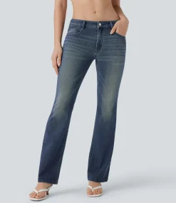 Jeans<HALARA Flex™ Low Rise Pockets Washed Casual Bootcut Jeans