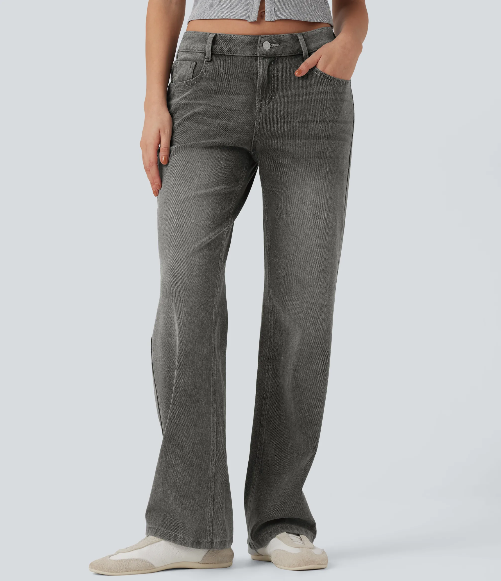 Straight-Leg Jeans|Jeans<HALARA Flex™ Low Rise Straight Leg Casual Jeans with Pockets