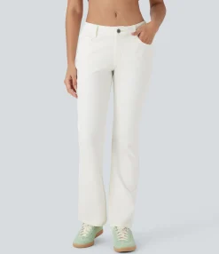 Jeans<HALARA Flex™ Low Rise Zipper Pockets Washed Casual Bootcut Jeans