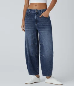 Jeans<HALARA Flex™ Low Rise Zipper Pockets Barrel Leg Casual Jeans