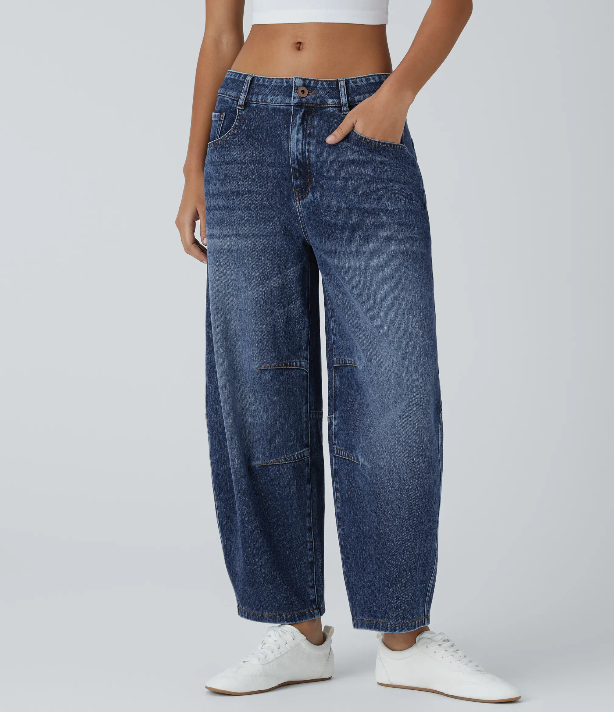 Jeans<HALARA Flex™ Low Rise Zipper Pockets Barrel Leg Casual Jeans