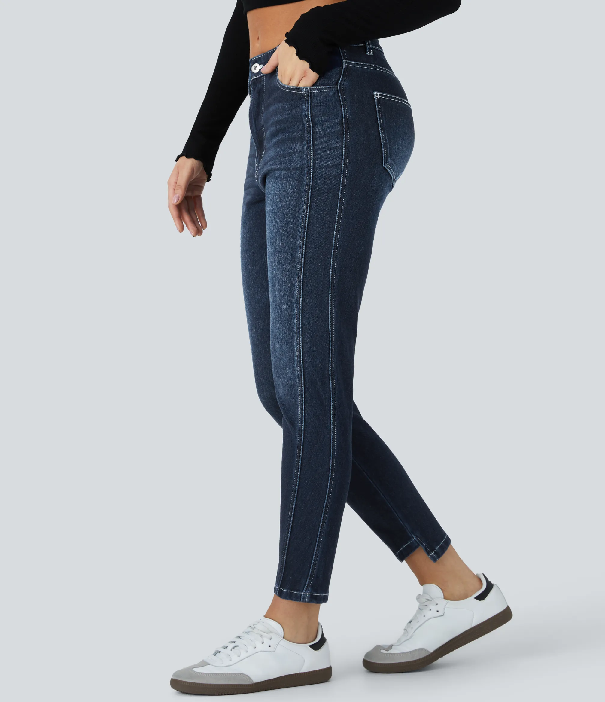 Skinny Jeans|Jeans<HALARA Flex™ Mid Low Rise Zipper Pockets Casual Skinny Jeans