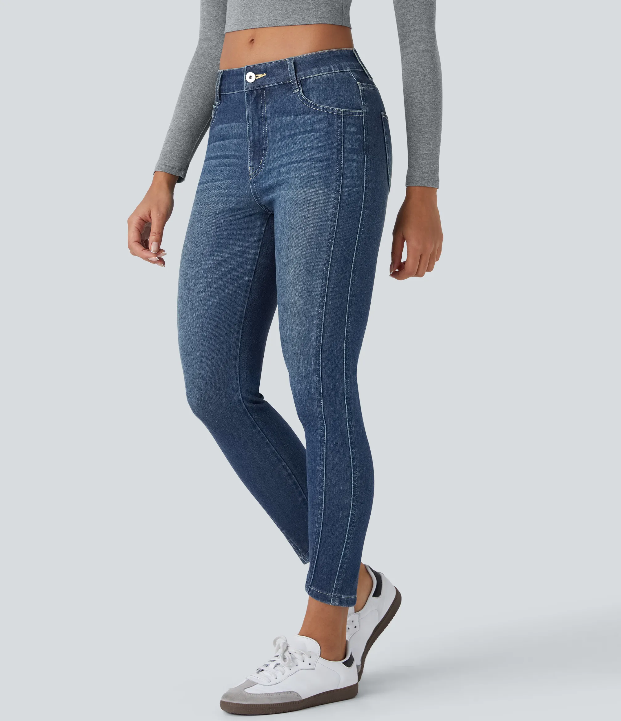 Skinny Jeans|Jeans<HALARA Flex™ Mid Low Rise Zipper Pockets Casual Skinny Jeans