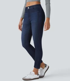 Skinny Jeans|Jeans<HALARA Flex™ Mid Low Rise Zipper Pockets Casual Skinny Jeans