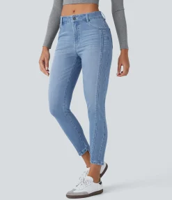 Skinny Jeans|Jeans<HALARA Flex™ Mid Low Rise Zipper Pockets Casual Skinny Jeans