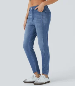 Skinny Jeans|Jeans<HALARA Flex™ Mid Low Rise Zipper Pockets Casual Skinny Jeans