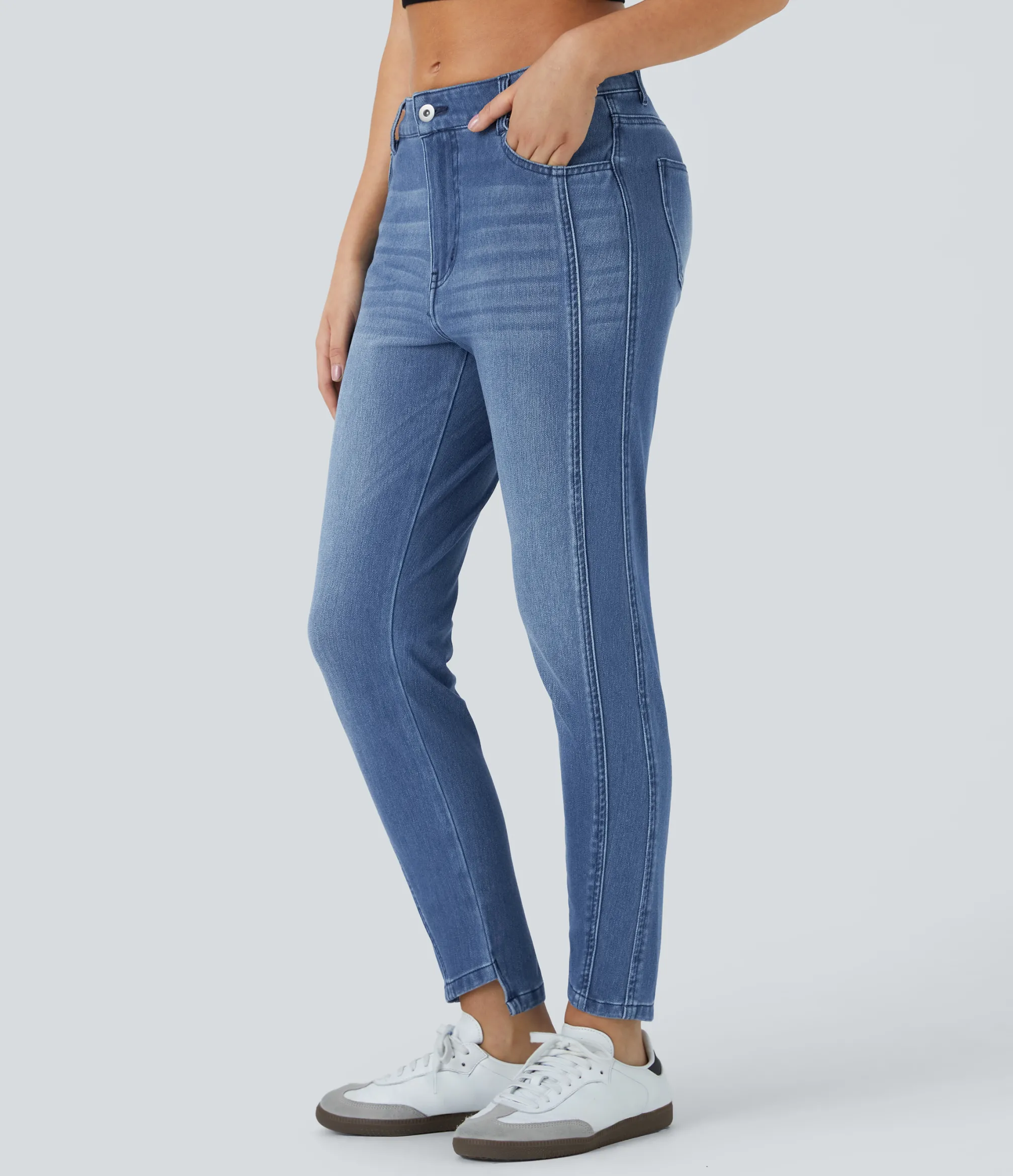 Skinny Jeans|Jeans<HALARA Flex™ Mid Low Rise Zipper Pockets Casual Skinny Jeans