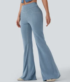 Flare & Bootcut Jeans|Jeans<HALARA Flex™ Mid Rise Casual Flare Jeans with Pockets
