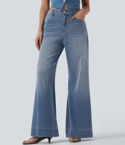 Flare & Bootcut Jeans|Jeans<HALARA Flex™ Mid Rise Casual Flare Jeans with Pockets
